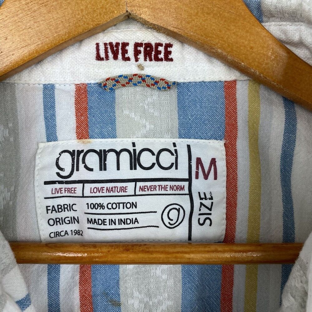 Gramicci Button Down Vintage Cotton Mens Medium Live Free Retro Aztec Patterned - Picture 5 of 7